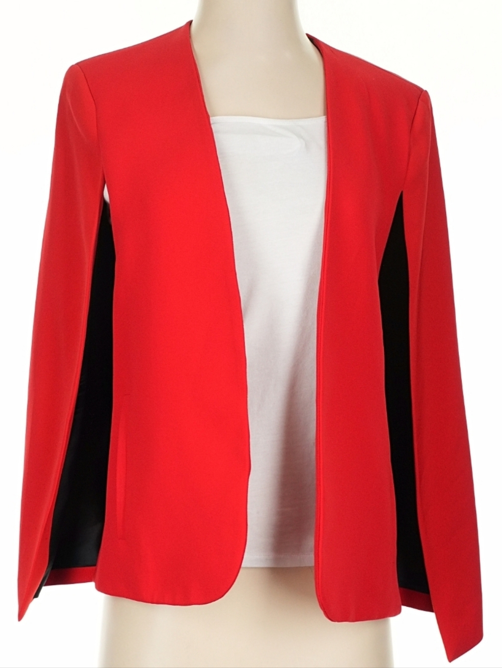 ZARA CAPE BLAZER JACKET RED SIZE XS - Picture 15 of 16